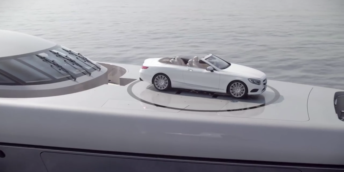 <mnp-mark>MercedesSilverfastyacht</mnp-mark> Mercedes Benz product presentation Silverfast yacht presentation Merceded S-Class Convertiblemovie shot